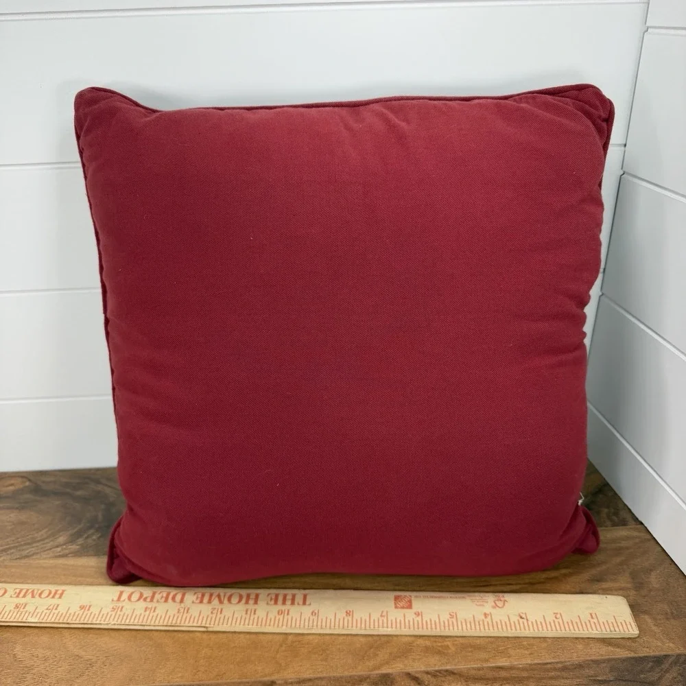 Vintage Christmas Pillow Santa Sleigh Reindeer Cross Stitch Cottagecore Granny